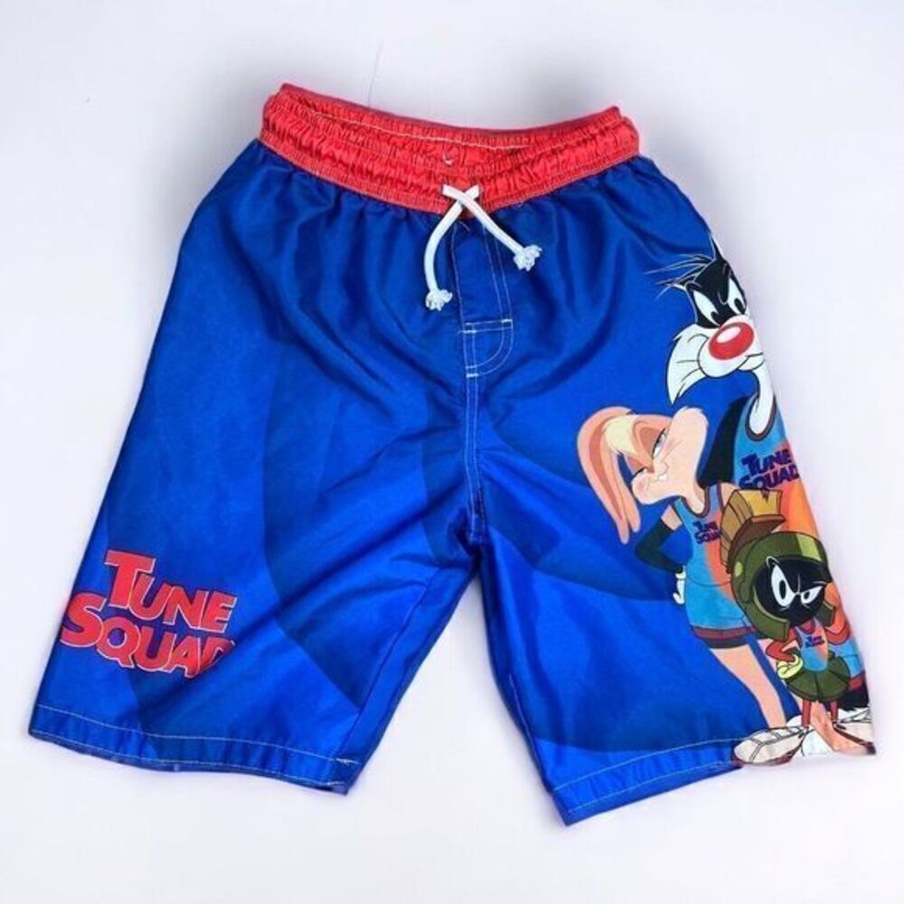 Space Jam Swim Trunks‎ Shorts Youth Size 10/12 Squad Swimsuit Swimwear Blue